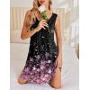 image:imageEkouaer Nightgowns for Women Sleeveless Sleep Shirt Tank Night Gown V Neck Chemise Pleated Night Shirt Soft Sleep DressCherry Blossoms