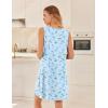 image:imageEkouaer Nightgowns for Women Sleeveless Sleep Shirt Tank Night Gown V Neck Chemise Pleated Night Shirt Soft Sleep DressFloral Blue