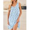 image:imageEkouaer Nightgowns for Women Sleeveless Sleep Shirt Tank Night Gown V Neck Chemise Pleated Night Shirt Soft Sleep DressFloral Blue
