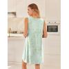 image:imageEkouaer Nightgowns for Women Sleeveless Sleep Shirt Tank Night Gown V Neck Chemise Pleated Night Shirt Soft Sleep DressFloral Light Green