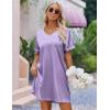 image:imageEkouaer Satin Nightgowns for Women Silk Sleep Shirt Silky Loose Sleepwear V Neck Nightshirt Short Sleeve PajamasLilac