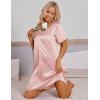 image:imageEkouaer Satin Nightgowns for Women Silk Sleep Shirt Silky Loose Sleepwear V Neck Nightshirt Short Sleeve PajamasMedium Pink