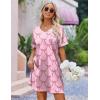 image:imageEkouaer Satin Nightgowns for Women Silk Sleep Shirt Silky Loose Sleepwear V Neck Nightshirt Short Sleeve PajamasPink Bow