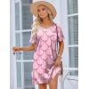 image:imageEkouaer Satin Nightgowns for Women Silk Sleep Shirt Silky Loose Sleepwear V Neck Nightshirt Short Sleeve PajamasPink Bow
