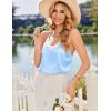 image:imageEkouaer Satin Pajamas for Women Silky Lingerie Lace Camisole and Ruffle Shorts Set 2 Piece Nightwear SXXLBaby Blue