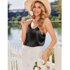 image:imageEkouaer Satin Pajamas for Women Silky Lingerie Lace Camisole and Ruffle Shorts Set 2 Piece Nightwear SXXLBlack