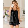 image:imageEkouaer Satin Pajamas for Women Silky Lingerie Lace Camisole and Ruffle Shorts Set 2 Piece Nightwear SXXLBlack