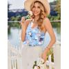 image:imageEkouaer Satin Pajamas for Women Silky Lingerie Lace Camisole and Ruffle Shorts Set 2 Piece Nightwear SXXLBlue Floral