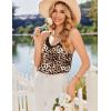 image:imageEkouaer Satin Pajamas for Women Silky Lingerie Lace Camisole and Ruffle Shorts Set 2 Piece Nightwear SXXLBrown Leopard