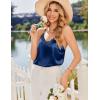 image:imageEkouaer Satin Pajamas for Women Silky Lingerie Lace Camisole and Ruffle Shorts Set 2 Piece Nightwear SXXLNavy Blue