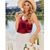 image:imageEkouaer Satin Pajamas for Women Silky Lingerie Lace Camisole and Ruffle Shorts Set 2 Piece Nightwear SXXLRed