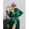 image:imageEkouaer Silk Robes for Women Shawl Collar Satin Bathrobe Long Bride Wedding Party Robe Lightweight Sexy Sleepwear SXXLGreen