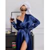 image:imageEkouaer Silk Robes for Women Shawl Collar Satin Bathrobe Long Bride Wedding Party Robe Lightweight Sexy Sleepwear SXXLNavy Blue