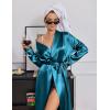 image:imageEkouaer Silk Robes for Women Shawl Collar Satin Bathrobe Long Bride Wedding Party Robe Lightweight Sexy Sleepwear SXXLTeal