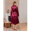 image:imageEkouaer Silk Robes for Women Shawl Collar Satin Bathrobe Long Bride Wedding Party Robe Lightweight Sexy Sleepwear SXXLWine Red