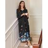 image:imageEkouaer Womens Long Sleeve Nightgown Full Length Sleepwear Long Sleepshirts Henley Sleep Dress S4XLBlack Butterfly