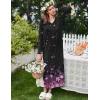 image:imageEkouaer Womens Long Sleeve Nightgown Full Length Sleepwear Long Sleepshirts Henley Sleep Dress S4XLBlack Sakura