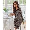 image:imageEkouaer Womens Long Sleeve Nightgown Full Length Sleepwear Long Sleepshirts Henley Sleep Dress S4XLBrown Leopard Print
