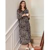 image:imageEkouaer Womens Long Sleeve Nightgown Full Length Sleepwear Long Sleepshirts Henley Sleep Dress S4XLBrown Leopard Print