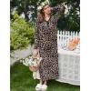 image:imageEkouaer Womens Long Sleeve Nightgown Full Length Sleepwear Long Sleepshirts Henley Sleep Dress S4XLBrown Leopard Print