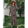 image:imageEkouaer Womens Long Sleeve Nightgown Full Length Sleepwear Long Sleepshirts Henley Sleep Dress S4XLBrown Leopard Print