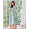 image:imageEkouaer Womens Long Sleeve Nightgown Full Length Sleepwear Long Sleepshirts Henley Sleep Dress S4XLGreen Flower