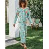 image:imageEkouaer Womens Long Sleeve Nightgown Full Length Sleepwear Long Sleepshirts Henley Sleep Dress S4XLGreen Flower