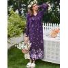 image:imageEkouaer Womens Long Sleeve Nightgown Full Length Sleepwear Long Sleepshirts Henley Sleep Dress S4XLPurple Flower
