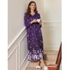 image:imageEkouaer Womens Long Sleeve Nightgown Full Length Sleepwear Long Sleepshirts Henley Sleep Dress S4XLPurple Flower