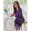 image:imageEkouaer Womens Long Sleeve Nightgown Full Length Sleepwear Long Sleepshirts Henley Sleep Dress S4XLPurple Flower