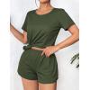 image:imageEkouaer Womens Pajama Sets Short Sleeve Pjs 2 Piece Top and Shorts Sleepwear Comfy Soft Lounge Sets with PocketsArmy Green