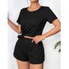 image:imageEkouaer Womens Pajama Sets Short Sleeve Pjs 2 Piece Top and Shorts Sleepwear Comfy Soft Lounge Sets with PocketsBlack