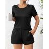 image:imageEkouaer Womens Pajama Sets Short Sleeve Pjs 2 Piece Top and Shorts Sleepwear Comfy Soft Lounge Sets with PocketsBlack