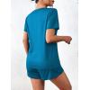 image:imageEkouaer Womens Pajama Sets Short Sleeve Pjs 2 Piece Top and Shorts Sleepwear Comfy Soft Lounge Sets with PocketsBlue Green