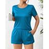 image:imageEkouaer Womens Pajama Sets Short Sleeve Pjs 2 Piece Top and Shorts Sleepwear Comfy Soft Lounge Sets with PocketsBlue Green