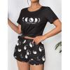 image:imageEkouaer Womens Pajama Sets Short Sleeve Pjs 2 Piece Top and Shorts Sleepwear Comfy Soft Lounge Sets with PocketsMoon Print