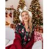 image:imageEkouaer Womens Silk Satin Pajamas Set Short Sleeve Sleepwear Button Down Loungewear 2 Piece Pjs Shorts Set S5X Plus SizeBlack Christmas Snonman Print