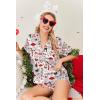 image:imageEkouaer Womens Silk Satin Pajamas Set Short Sleeve Sleepwear Button Down Loungewear 2 Piece Pjs Shorts Set S5X Plus SizeWhite Christmas Print