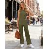 image:imageEkouaer Womens Two Piece Sets Summer Sleeveless Lounge Sets Matching Pants Airport Travel OutfitsArmy Green