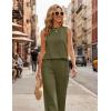 image:imageEkouaer Womens Two Piece Sets Summer Sleeveless Lounge Sets Matching Pants Airport Travel OutfitsArmy Green