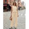 image:imageEkouaer Womens Two Piece Sets Summer Sleeveless Lounge Sets Matching Pants Airport Travel OutfitsBeige