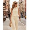 image:imageEkouaer Womens Two Piece Sets Summer Sleeveless Lounge Sets Matching Pants Airport Travel OutfitsBeige