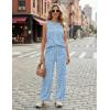 image:imageEkouaer Womens Two Piece Sets Summer Sleeveless Lounge Sets Matching Pants Airport Travel OutfitsBlue Floral
