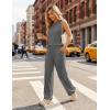 image:imageEkouaer Womens Two Piece Sets Summer Sleeveless Lounge Sets Matching Pants Airport Travel OutfitsDark Gray