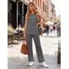 image:imageEkouaer Womens Two Piece Sets Summer Sleeveless Lounge Sets Matching Pants Airport Travel OutfitsDark Gray