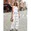 image:imageEkouaer Womens Two Piece Sets Summer Sleeveless Lounge Sets Matching Pants Airport Travel OutfitsFloral White