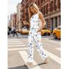 image:imageEkouaer Womens Two Piece Sets Summer Sleeveless Lounge Sets Matching Pants Airport Travel OutfitsFloral White