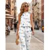 image:imageEkouaer Womens Two Piece Sets Summer Sleeveless Lounge Sets Matching Pants Airport Travel OutfitsFloral White
