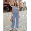 image:imageEkouaer Womens Two Piece Sets Summer Sleeveless Lounge Sets Matching Pants Airport Travel OutfitsGray Blue