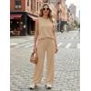 image:imageEkouaer Womens Two Piece Sets Summer Sleeveless Lounge Sets Matching Pants Airport Travel OutfitsKhaki